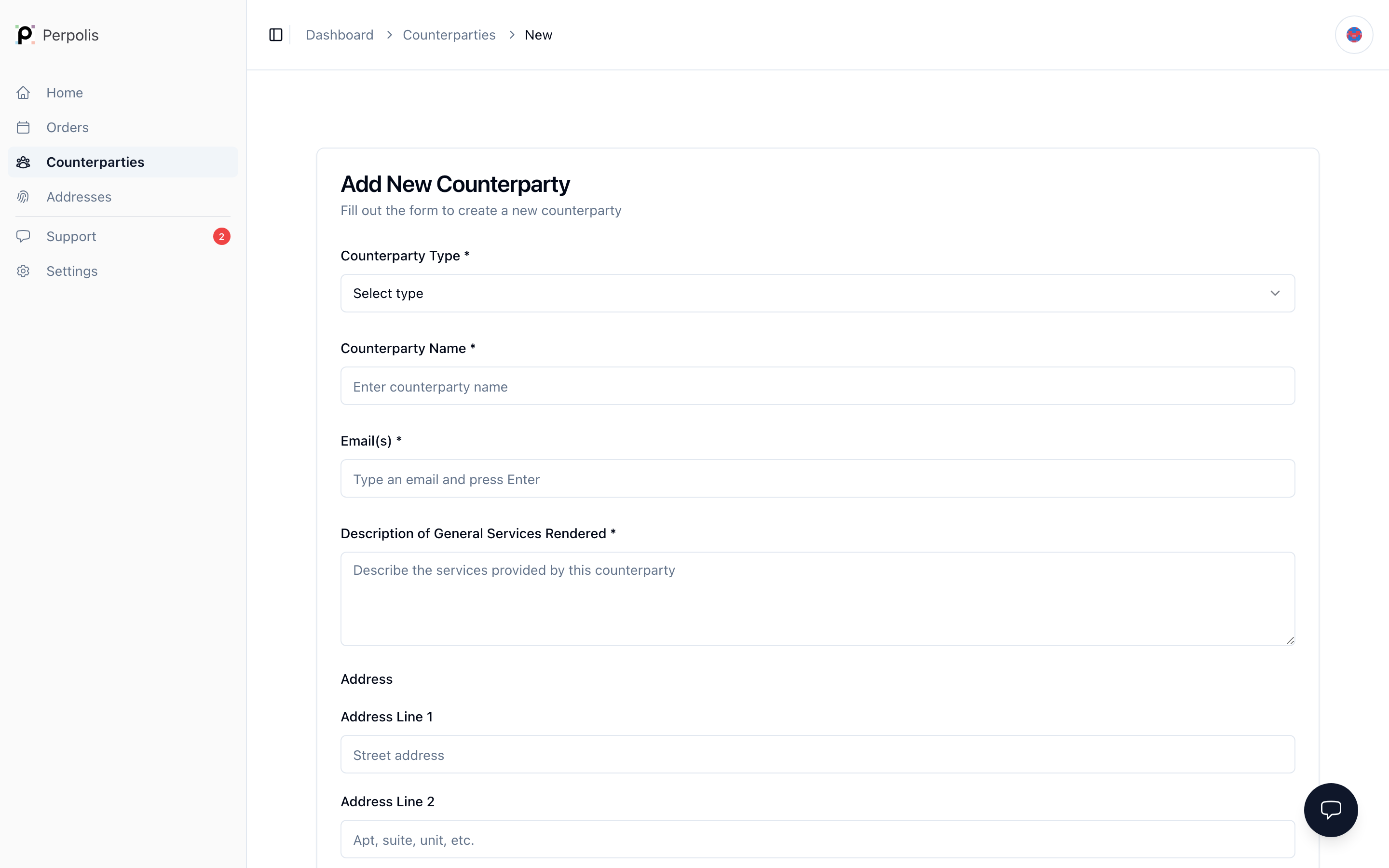Add counterparty — /dashboard/counterparties/new